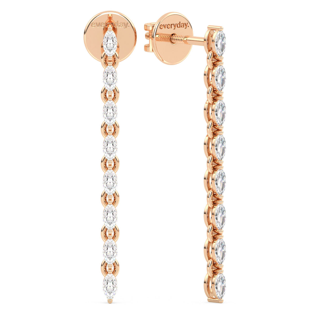 LILETTA MARQUISE CUT DIAMOND TENNIS EARRINGS, GOLD