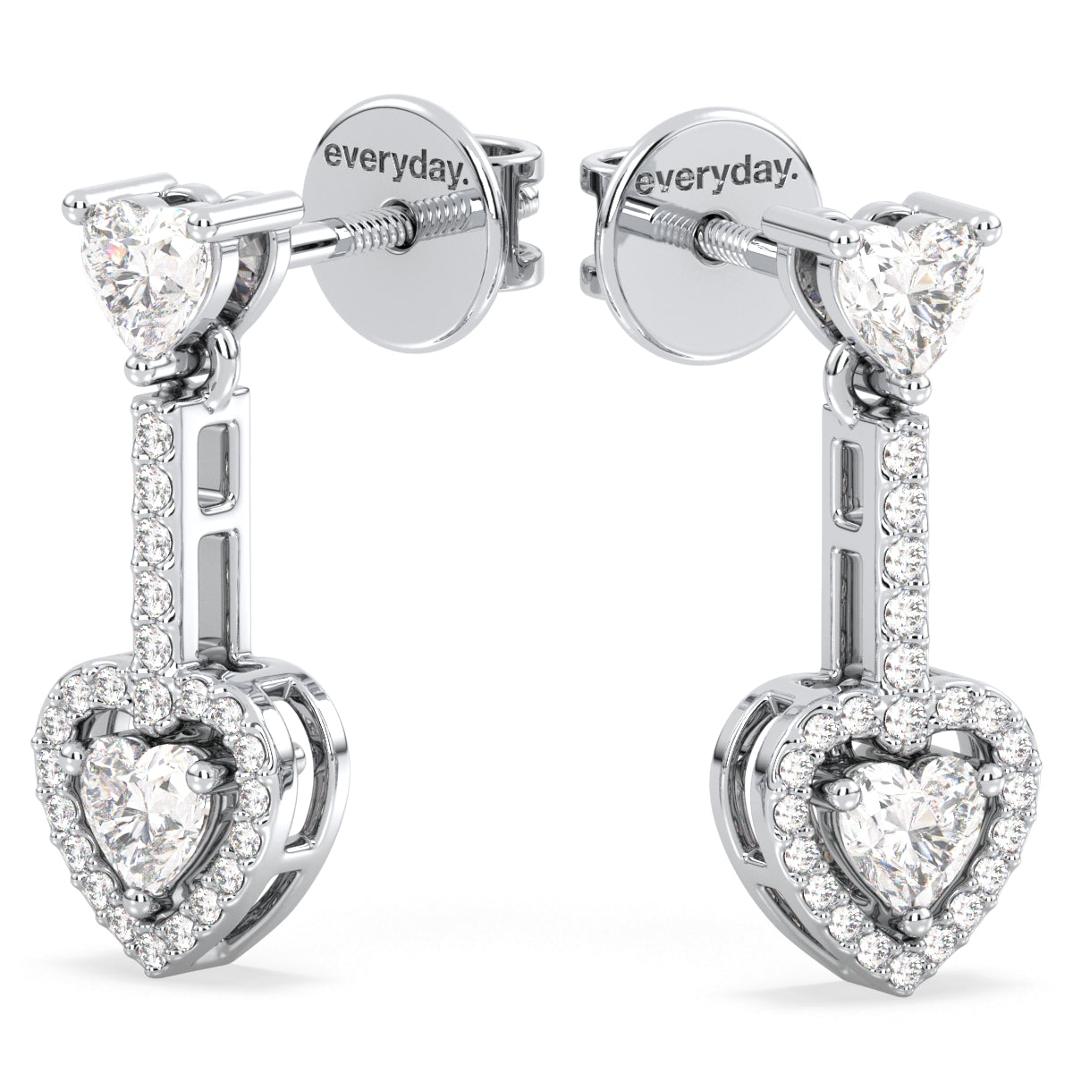 CLEMENCE HALO HEART CUT DIAMOND DROP EARRINGS, GOLD