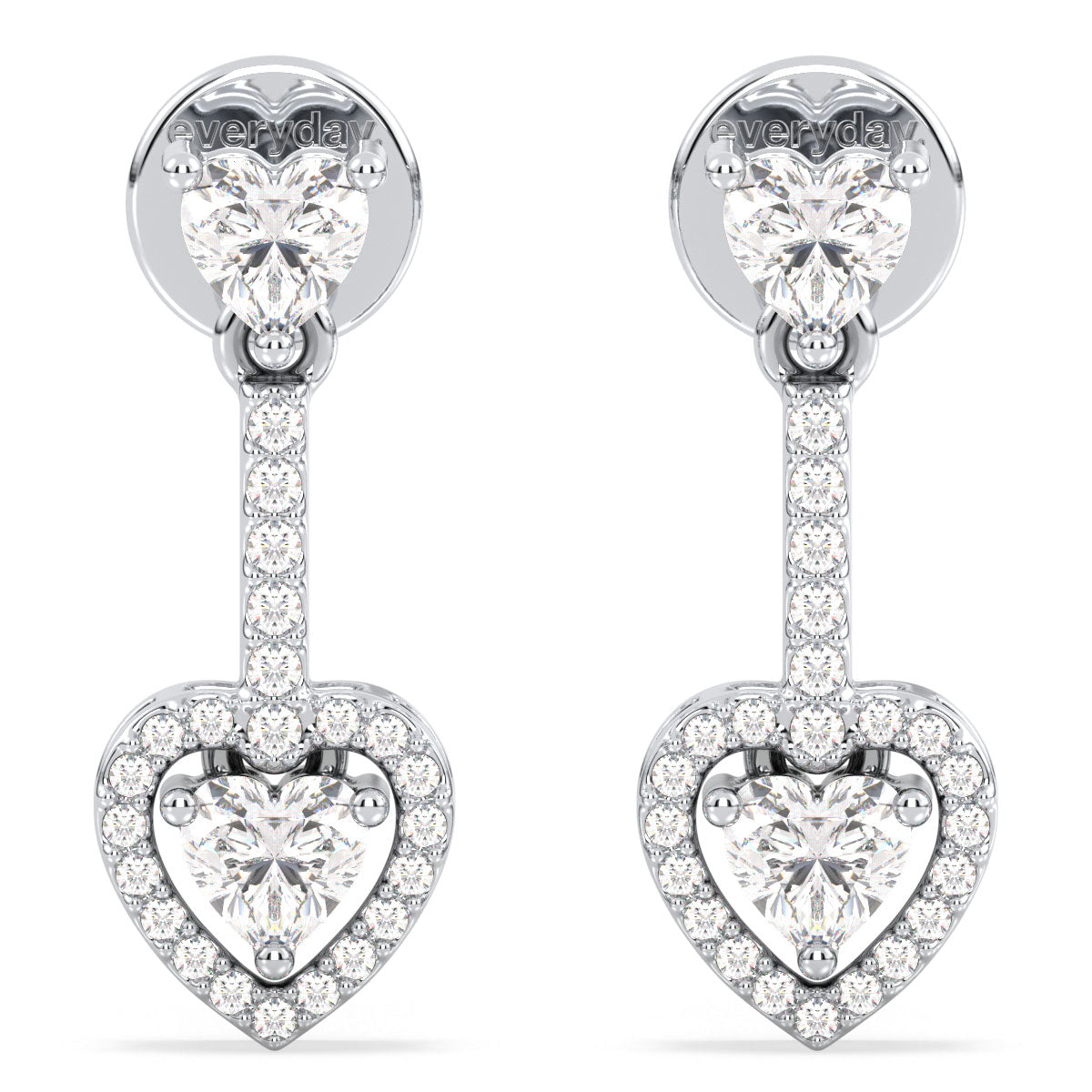 CLEMENCE HALO HEART CUT DIAMOND DROP EARRINGS, GOLD