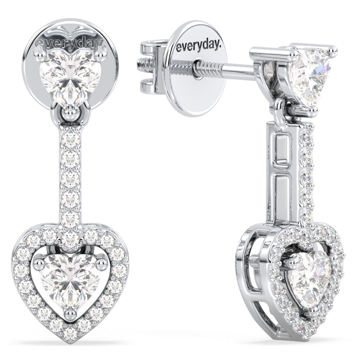 CLEMENCE HALO HEART CUT DIAMOND DROP EARRINGS, GOLD