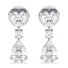 CLEMENCE VALENTINE LOVE HEART AND PEAR CUT LAB GROWN DIAMOND DROPS, GOLD