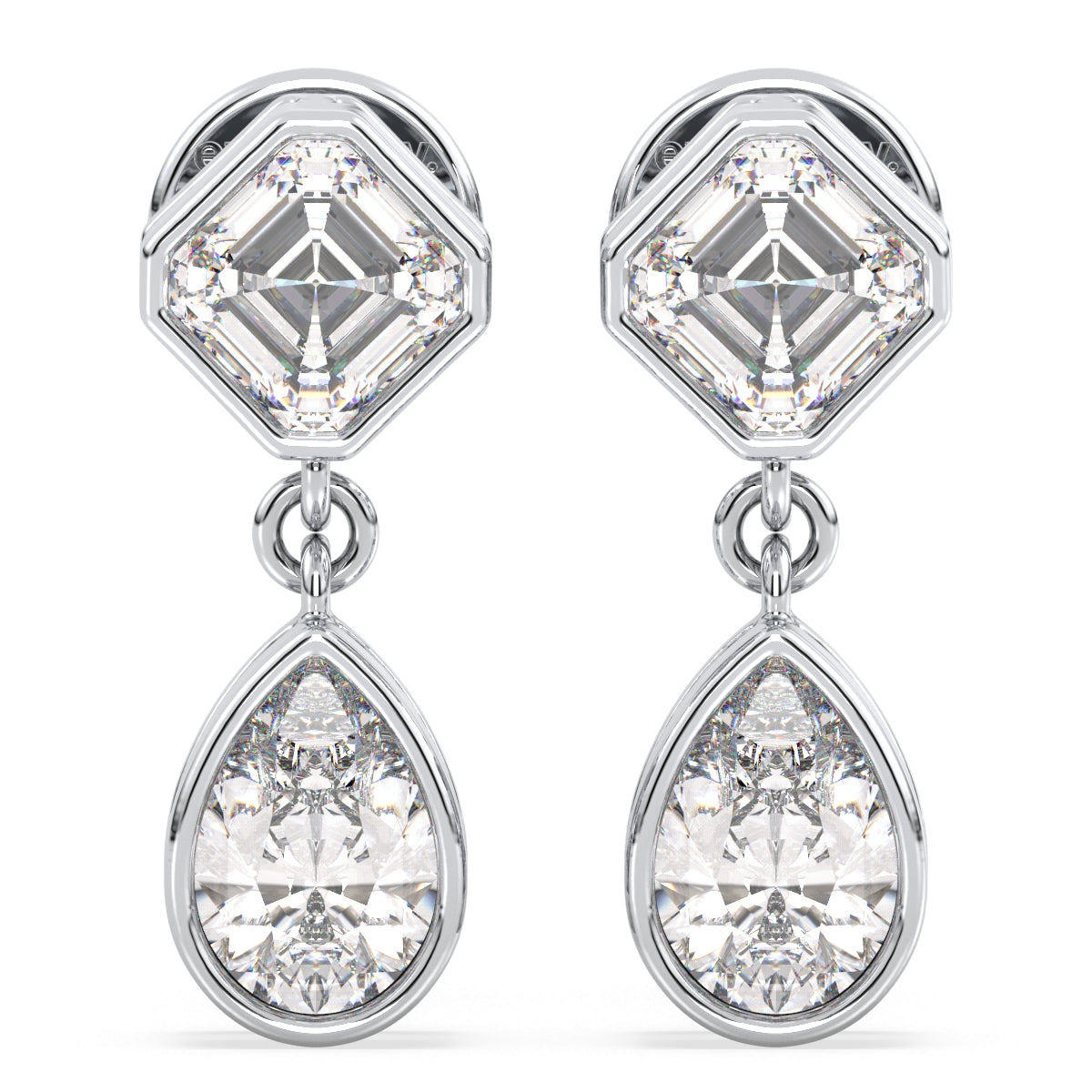 LILY BEZEL SET ASCHER AND PEAR CUT DROPS, GOLD