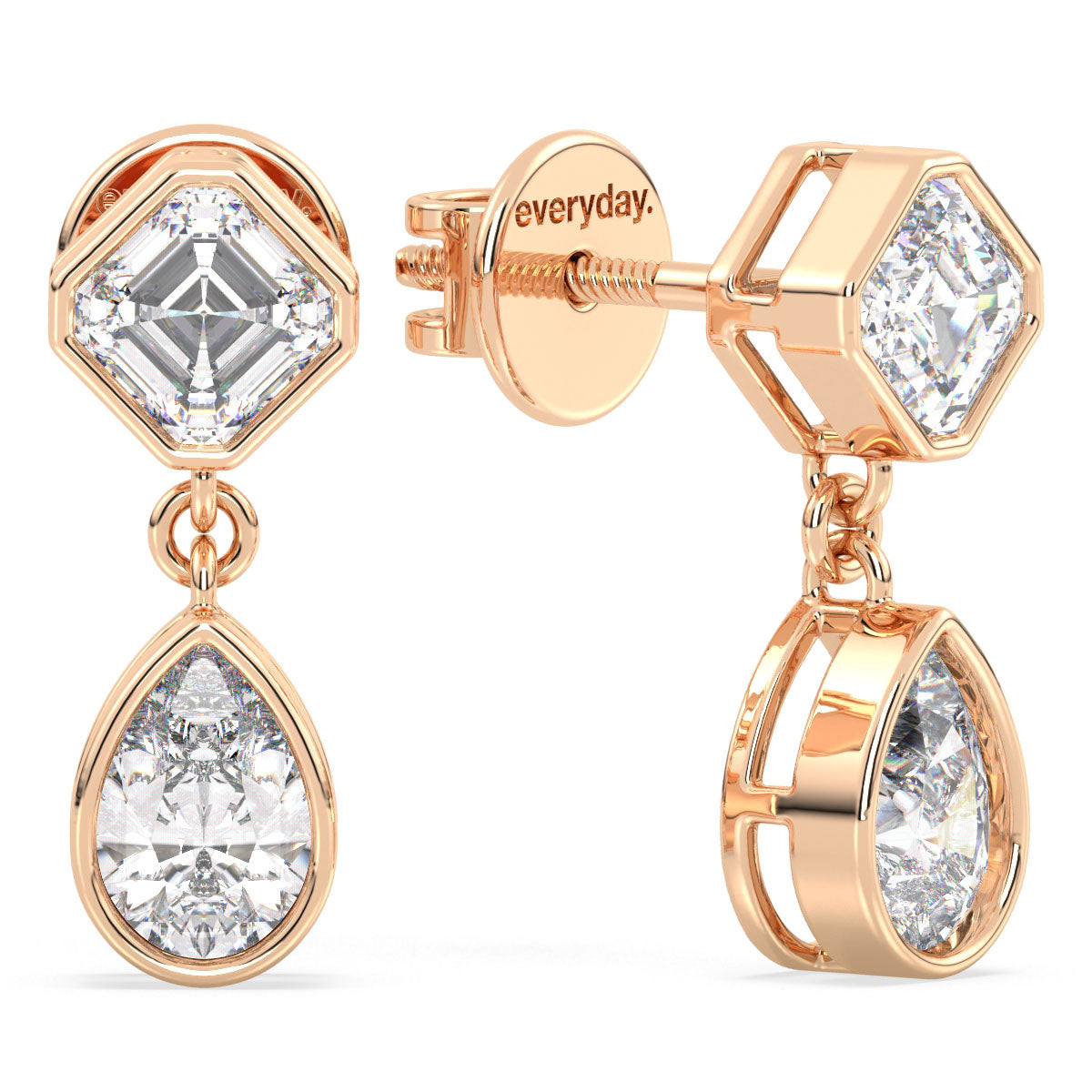 LILY BEZEL SET ASCHER AND PEAR CUT DROPS, GOLD