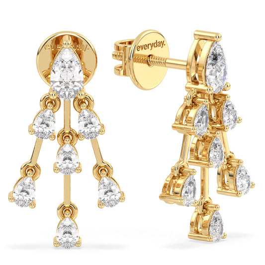 MARGUERITE PEAR CUT TRIPLE LINE DIAMOND DROPS, GOLD