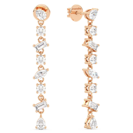 CLARETTE FANCY MULTI CUT DIAMOND DROPS, GOLD