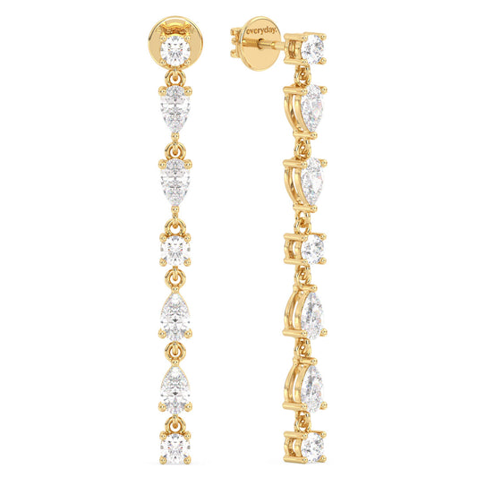 SOPHIA ROUND AND PEAR CUT DIAMOND DROPS, GOLD