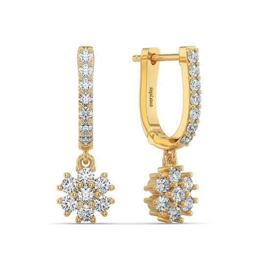 SOPHIA ROUND CUT DIAMOND CLUSTER CHARM HOOPS, GOLD