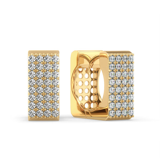 CLARETTE STUDDED ROUND CUT BOXY EAR HUGGIES, GOLD