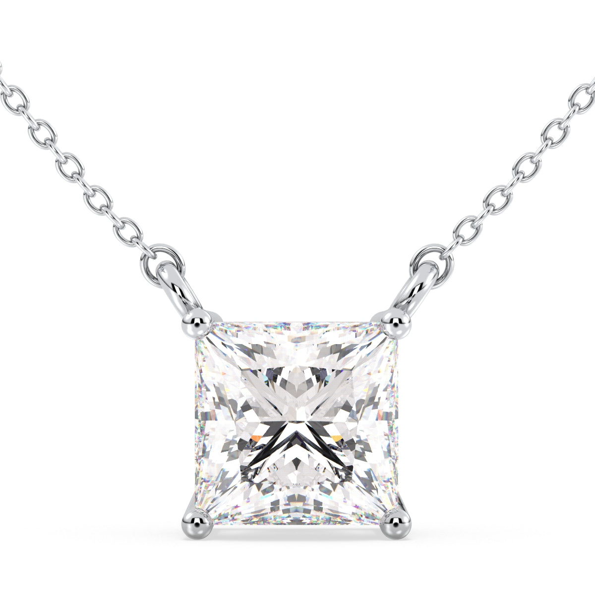 AZALEA PRINCESS CUT SOLITAIRE RIVIÈRE NECKLET, GOLD