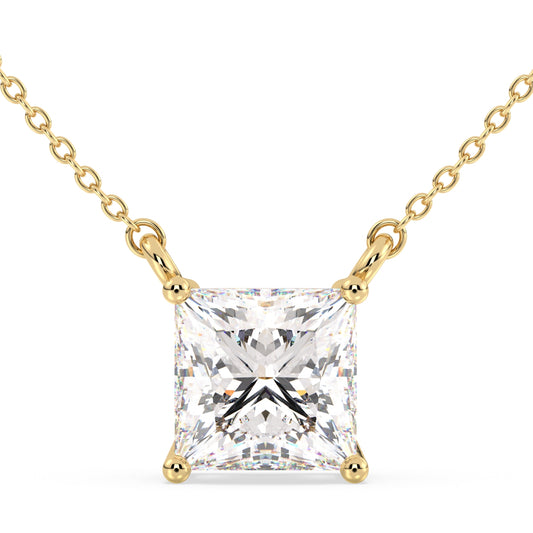 AZALEA PRINCESS CUT SOLITAIRE RIVIÈRE NECKLET, GOLD