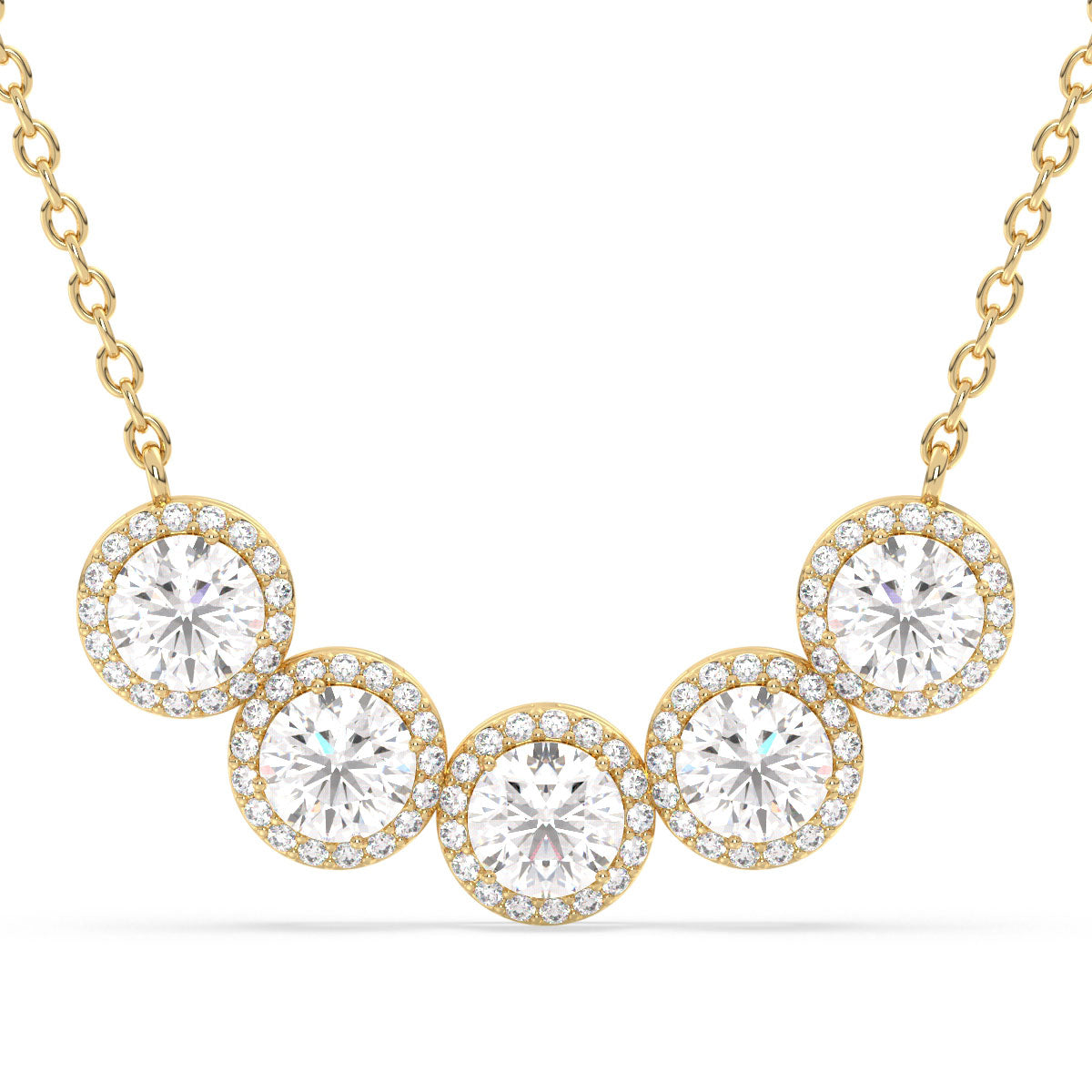 SOPHIA HALO FIVE STONE NECKLACE, GOLD