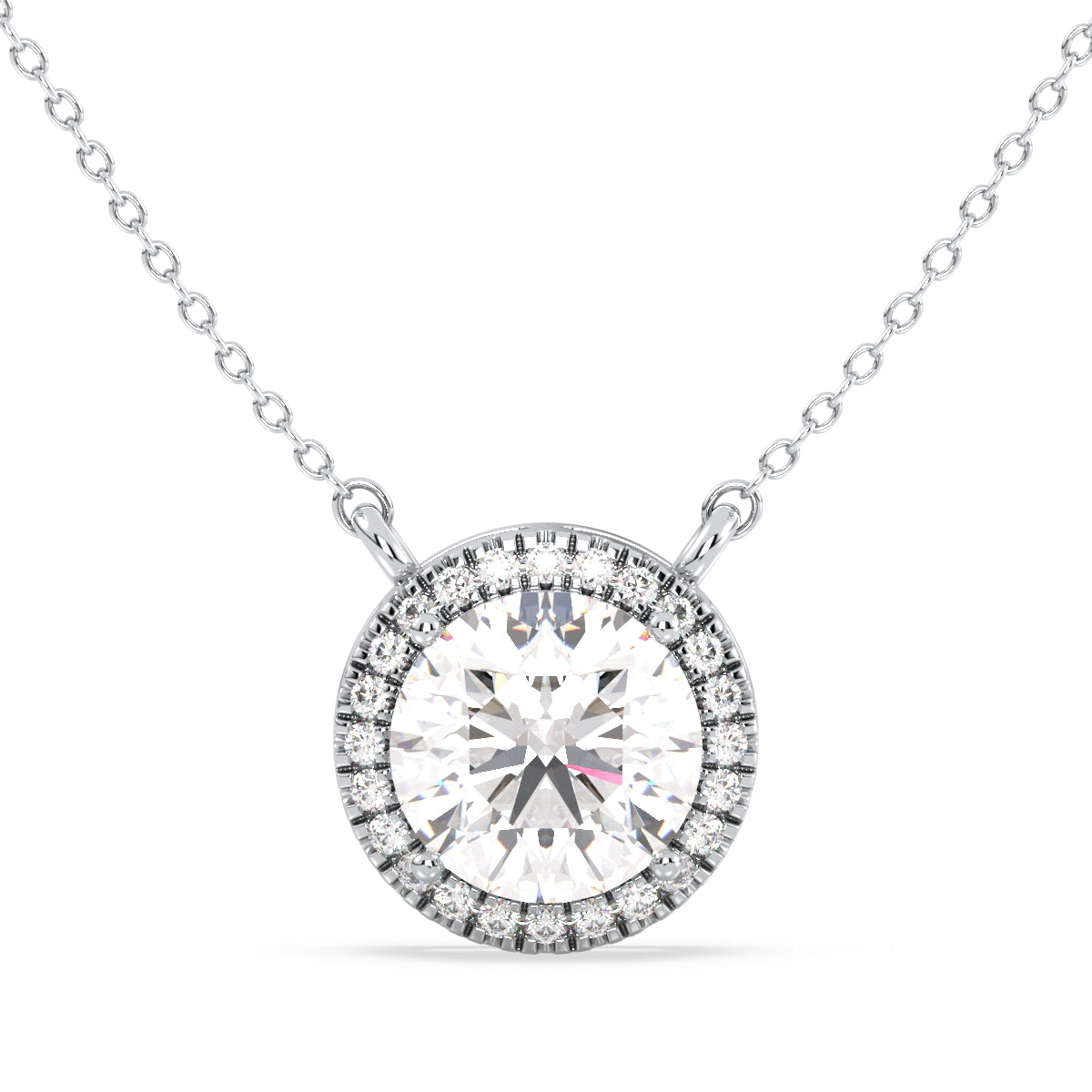 SOPHIA HALO ROUND CUT SOLITAIRE, RIVIÈRE NECKLET, GOLD