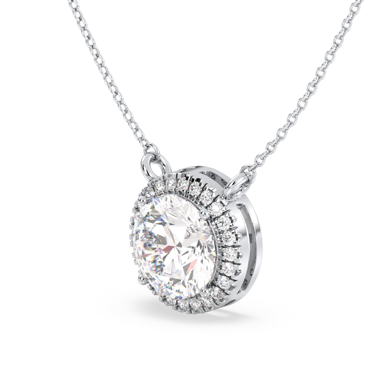 SOPHIA HALO ROUND CUT SOLITAIRE, RIVIÈRE NECKLET, GOLD