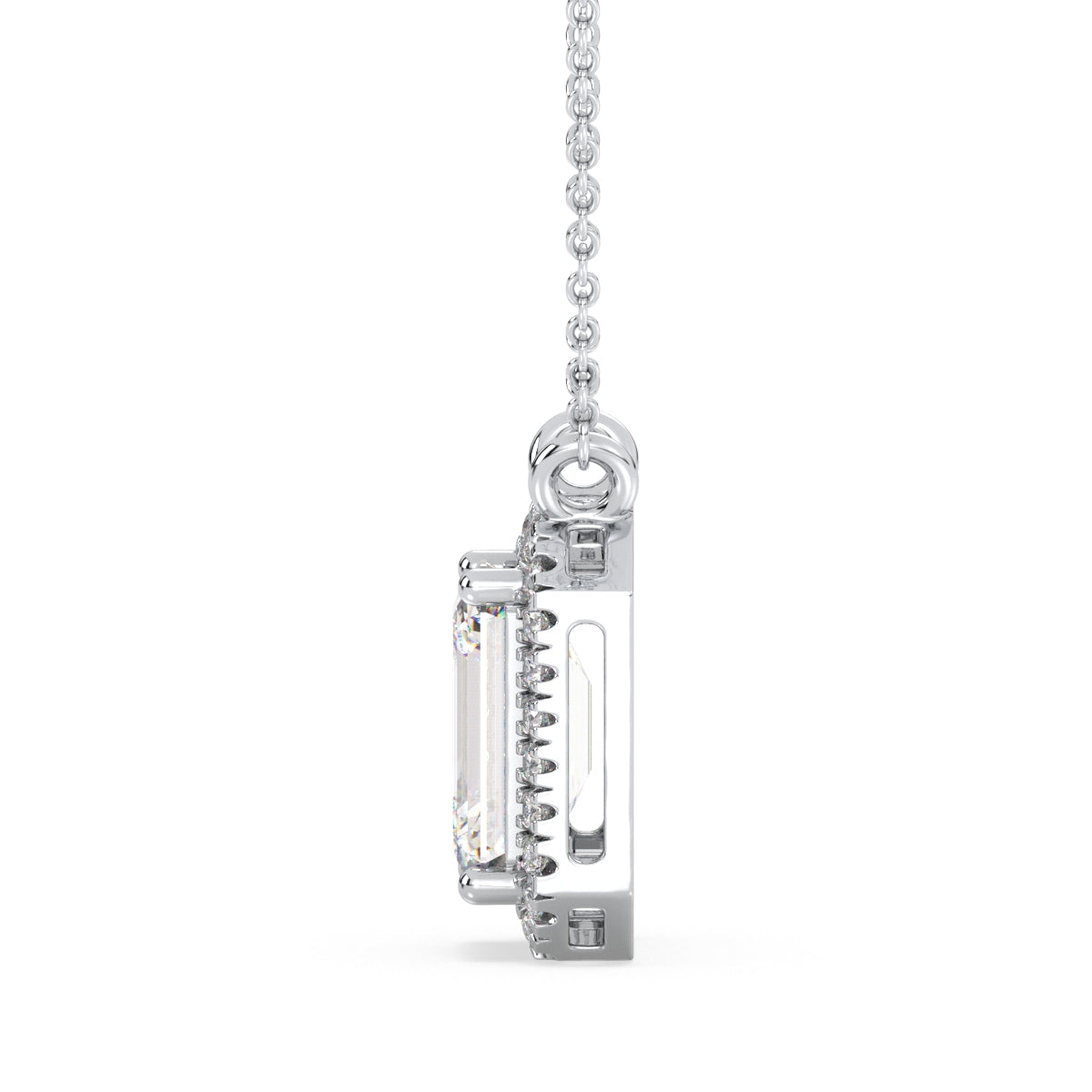 KATE HALO EMERALD CUT SOLITAIRE, RIVIÈRE NECKLET, GOLD