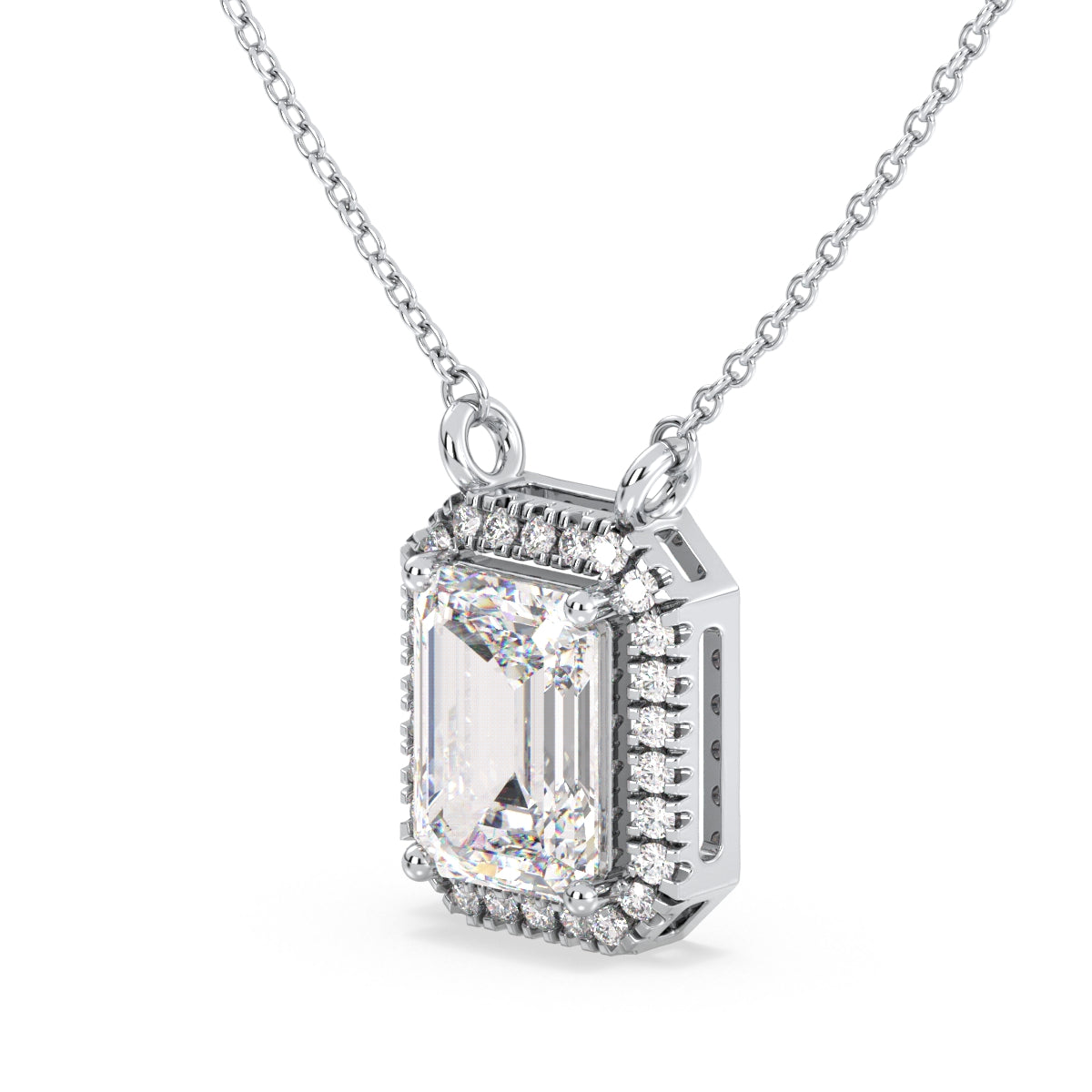 KATE HALO EMERALD CUT SOLITAIRE, RIVIÈRE NECKLET, GOLD