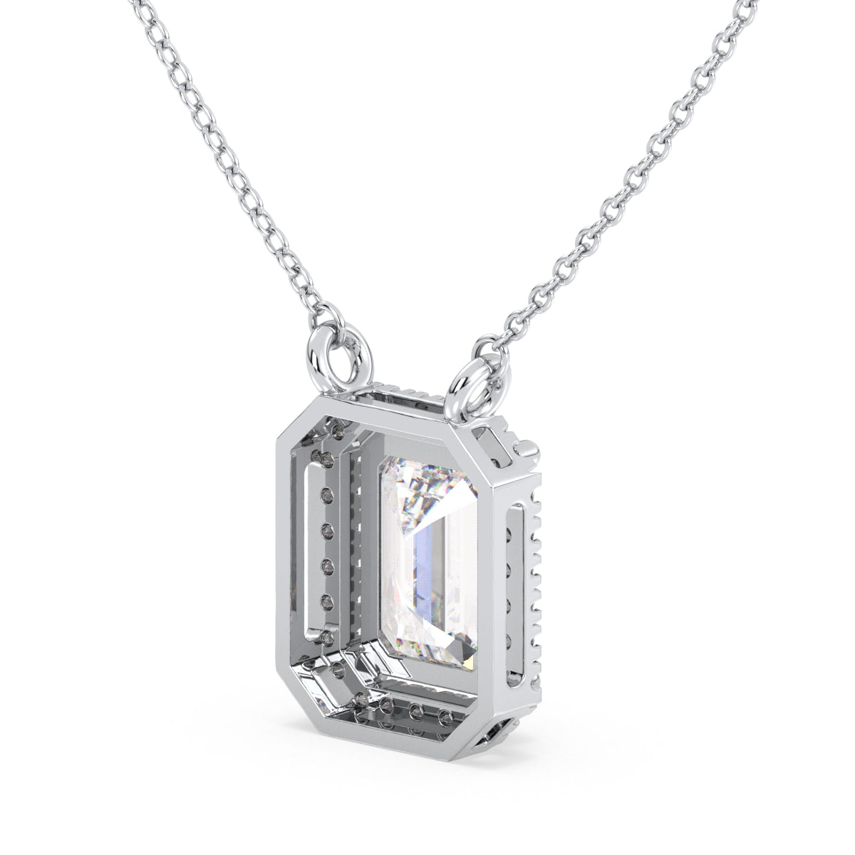 KATE HALO EMERALD CUT SOLITAIRE, RIVIÈRE NECKLET, GOLD