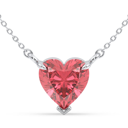 ELEANOR EXQUISITE HEART CUT PINK SOLITAIRE NECKLET, GOLD