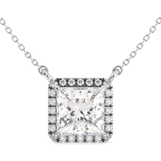 AZALEA HALO PRINCESS CUT SOLITAIRE, RIVIÈRE NECKLET, GOLD