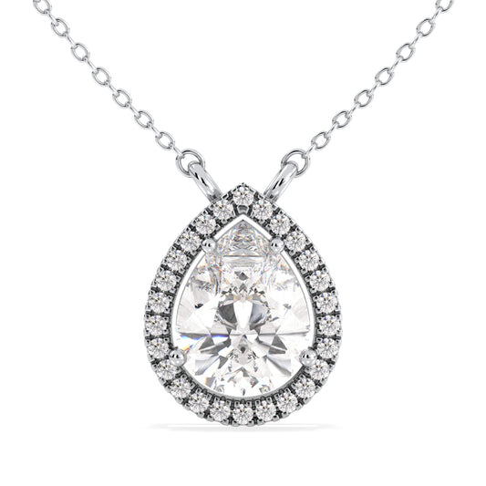 MARGUERITE HALO PEAR CUT SOLITAIRE, RIVIÈRE NECKLET, GOLD