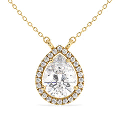 MARGUERITE HALO PEAR CUT LAB GROWN DIAMOND SOLITAIRE, RIVIÈRE NECKLET, GOLD