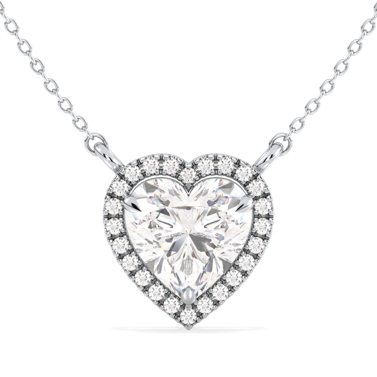 CLEMENCE HALO HEART CUT SOLITAIRE, RIVIÈRE NECKLET, GOLD