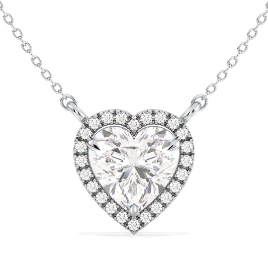 CLEMENCE HALO HEART CUT SOLITAIRE, RIVIÈRE NECKLET, GOLD