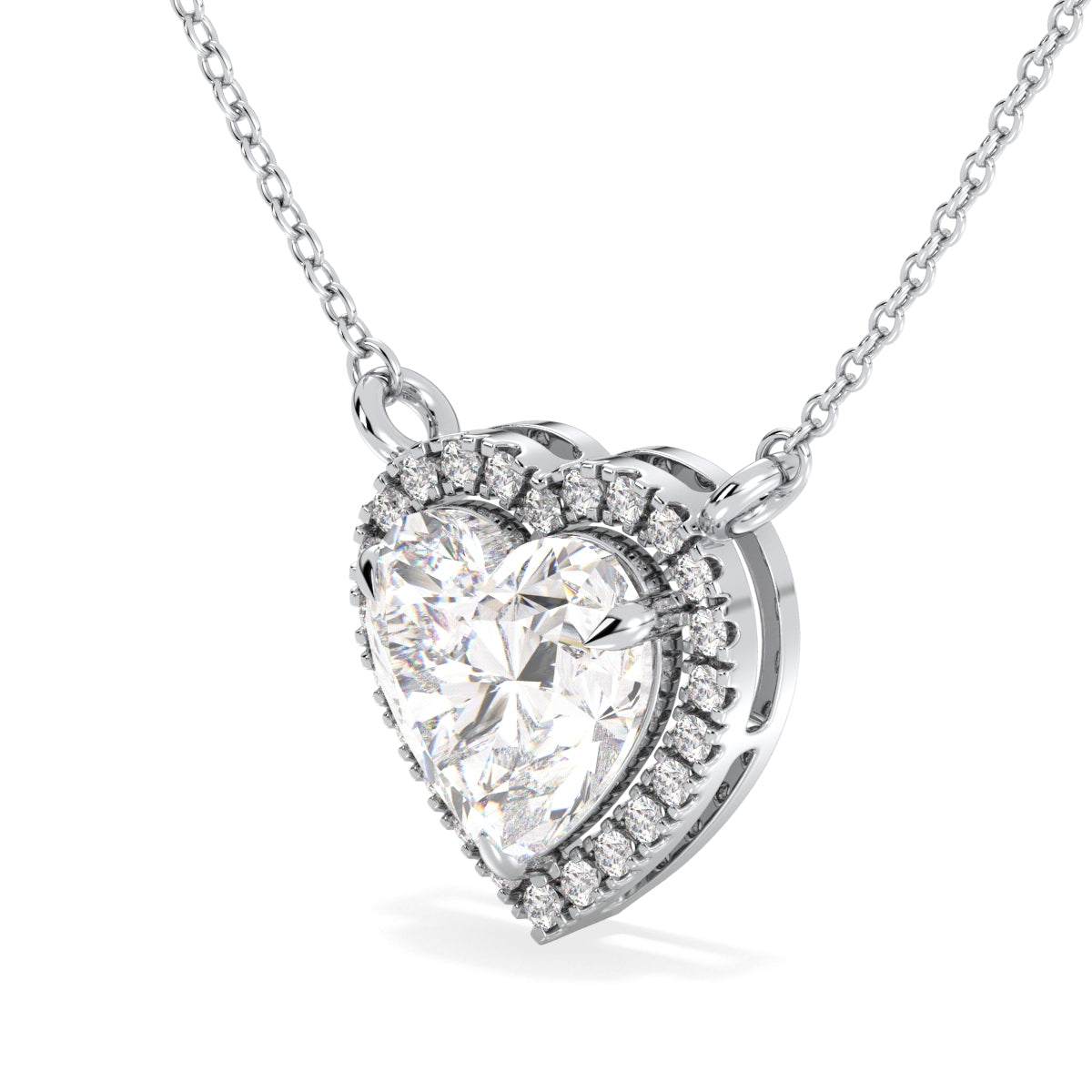 CLEMENCE HALO HEART CUT SOLITAIRE, RIVIÈRE NECKLET, GOLD