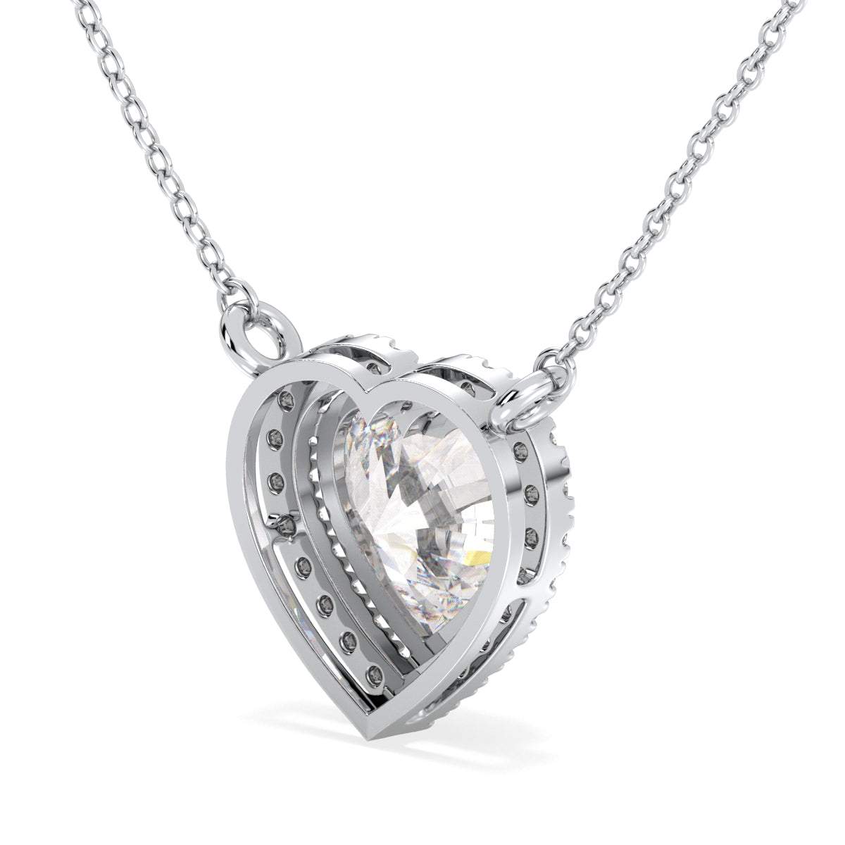 CLEMENCE HALO HEART CUT SOLITAIRE, RIVIÈRE NECKLET, GOLD