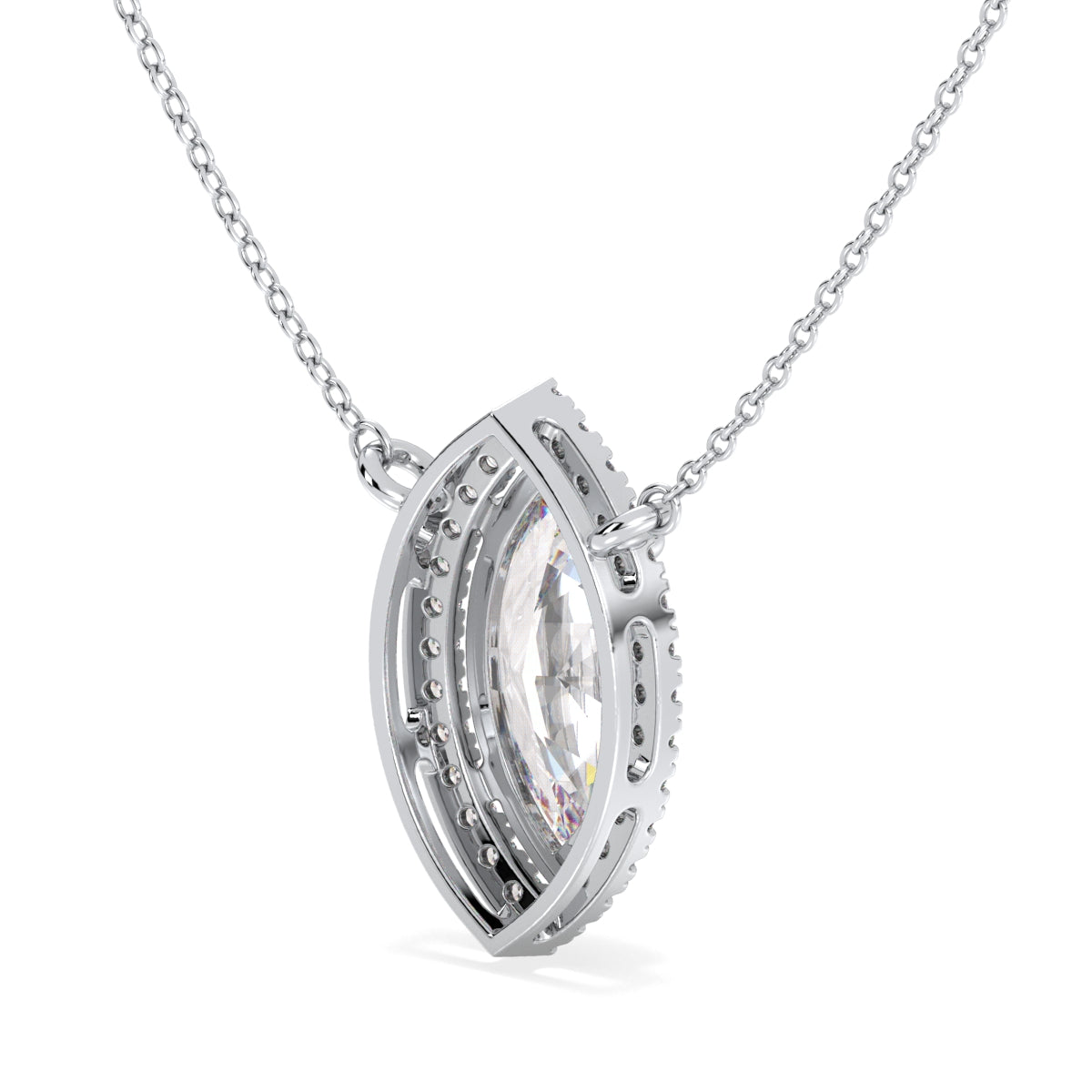 LILETTA HALO MARQUISE CUT SOLITAIRE, RIVIÈRE NECKLET, GOLD