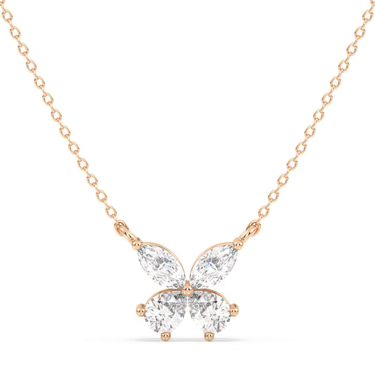 IRENE MARQUISE AND PEAR CUT DIAMOND BUTTERFLY NECKLET, GOLD