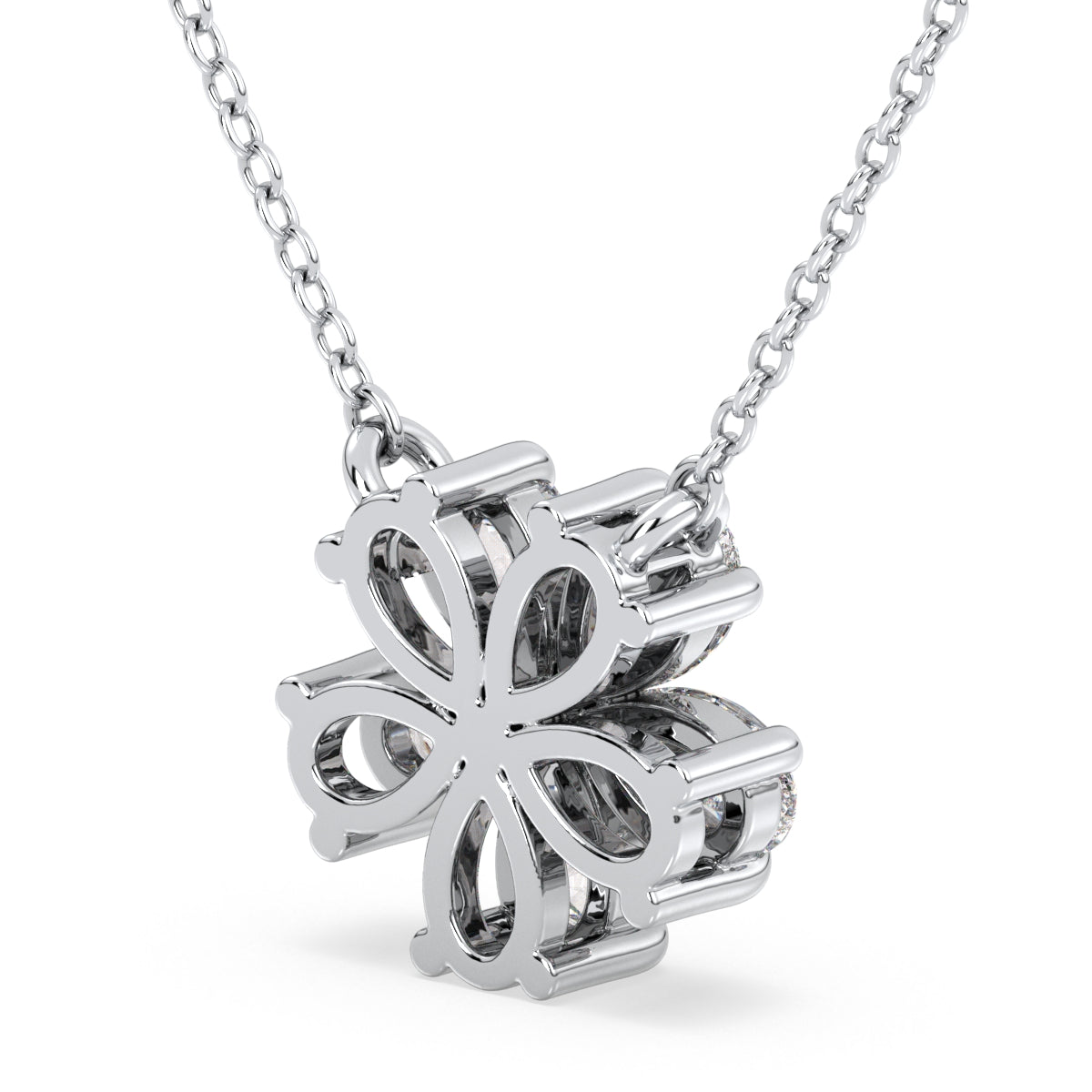 MARGUERITE PEAR CUT DIAMOND FIVE PETAL FLOWER NECKLET, GOLD