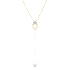 SOPHIA LARIAT BAGUETTE AND ROUND CUT LAB GROWN DIAMOND STATEMENT NECKLACE, GOLD