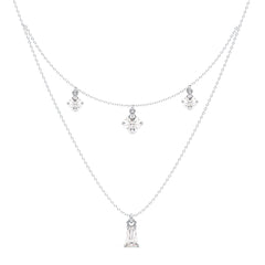 CLARETTE LAYERED BAGUETTE AND ASSCHER CUT LAB GROWN DIAMOND NECKLACE, GOLD