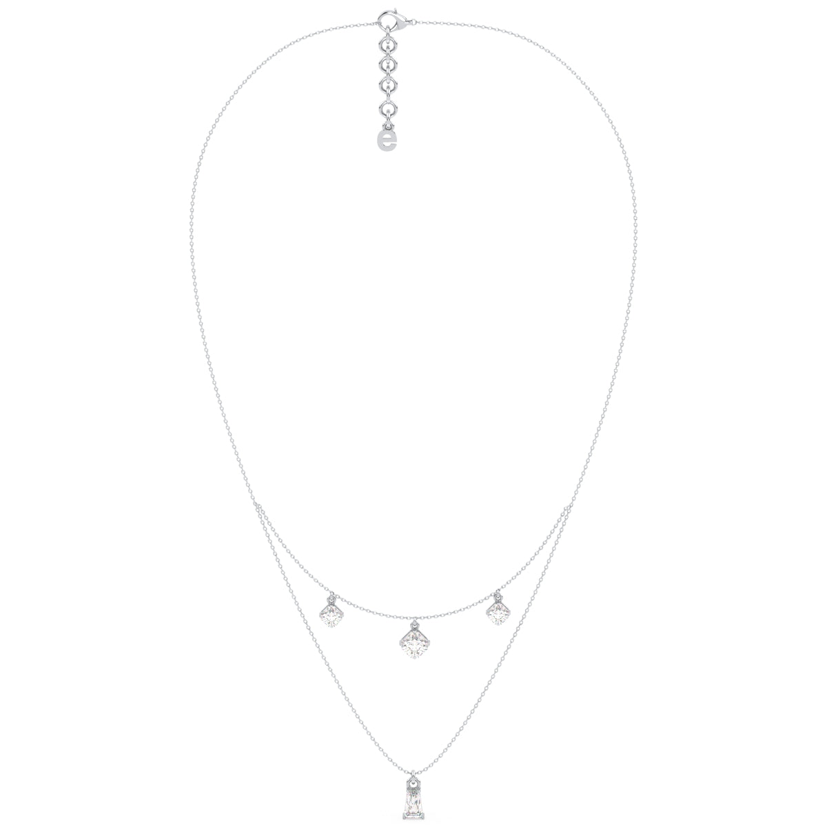 CLARETTE LAYERED BAGUETTE AND ASSCHER CUT NECKLACE, GOLD