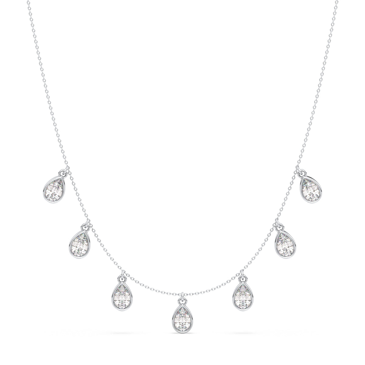 MARGUERITE BEZEL SET PEAR CUT CHARM NECKLACE, GOLD