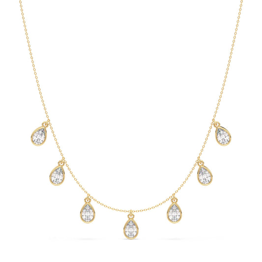 MARGUERITE BEZEL SET PEAR CUT CHARM NECKLACE, GOLD