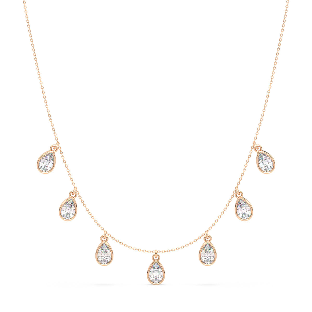 MARGUERITE BEZEL SET PEAR CUT CHARM NECKLACE, GOLD