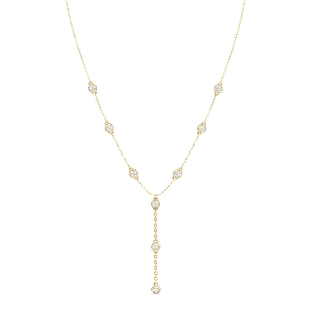 SOPHIA LARIAT ROUND CUT SPHERE NECKLACE, GOLD