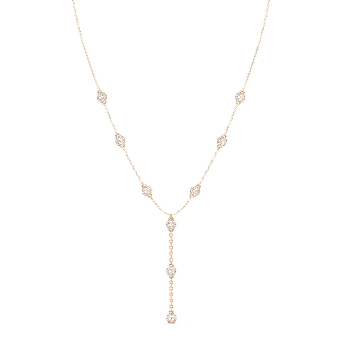 SOPHIA LARIAT ROUND CUT SPHERE NECKLACE, GOLD