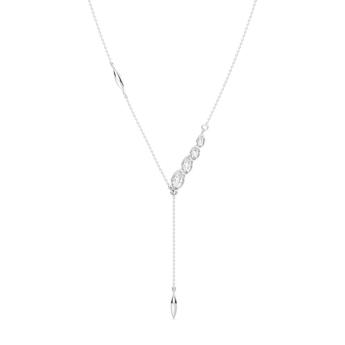 LILETTA LARIAT BEZEL SET MARQUISE CUT NECKLACE, GOLD