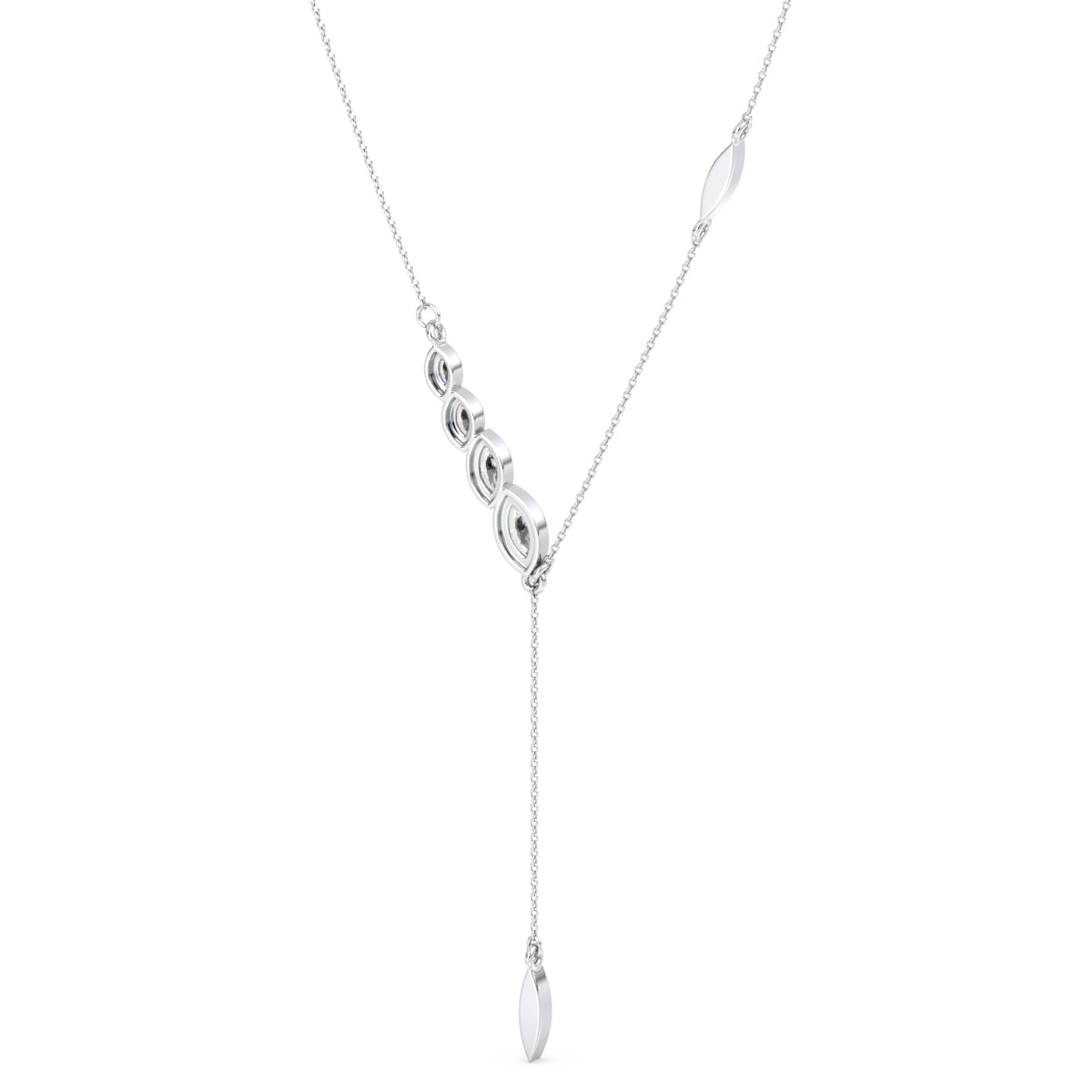 LILETTA LARIAT BEZEL SET MARQUISE CUT NECKLACE, GOLD