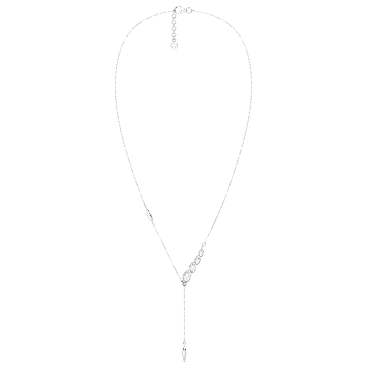 LILETTA LARIAT BEZEL SET MARQUISE CUT NECKLACE, GOLD