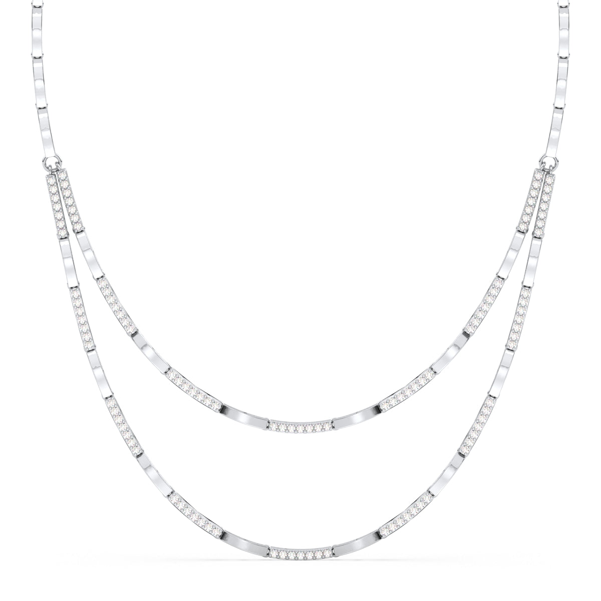 CLARETTE LAYERED ROUND CUT DIAMOND NECKLACE, GOLD