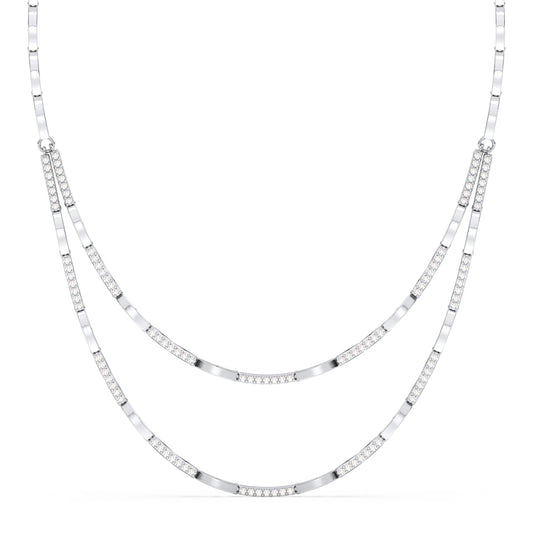 CLARETTE LAYERED ROUND CUT DIAMOND NECKLACE, GOLD