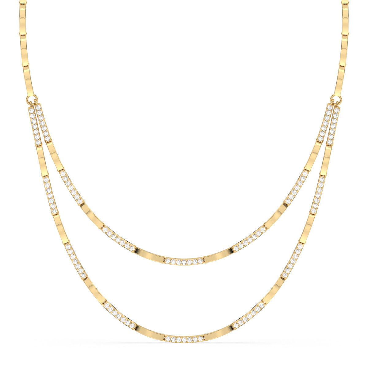 CLARETTE LAYERED ROUND CUT DIAMOND NECKLACE, GOLD