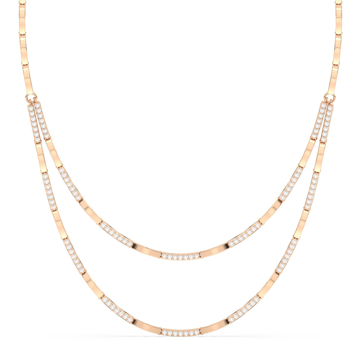 CLARETTE LAYERED ROUND CUT DIAMOND NECKLACE, GOLD