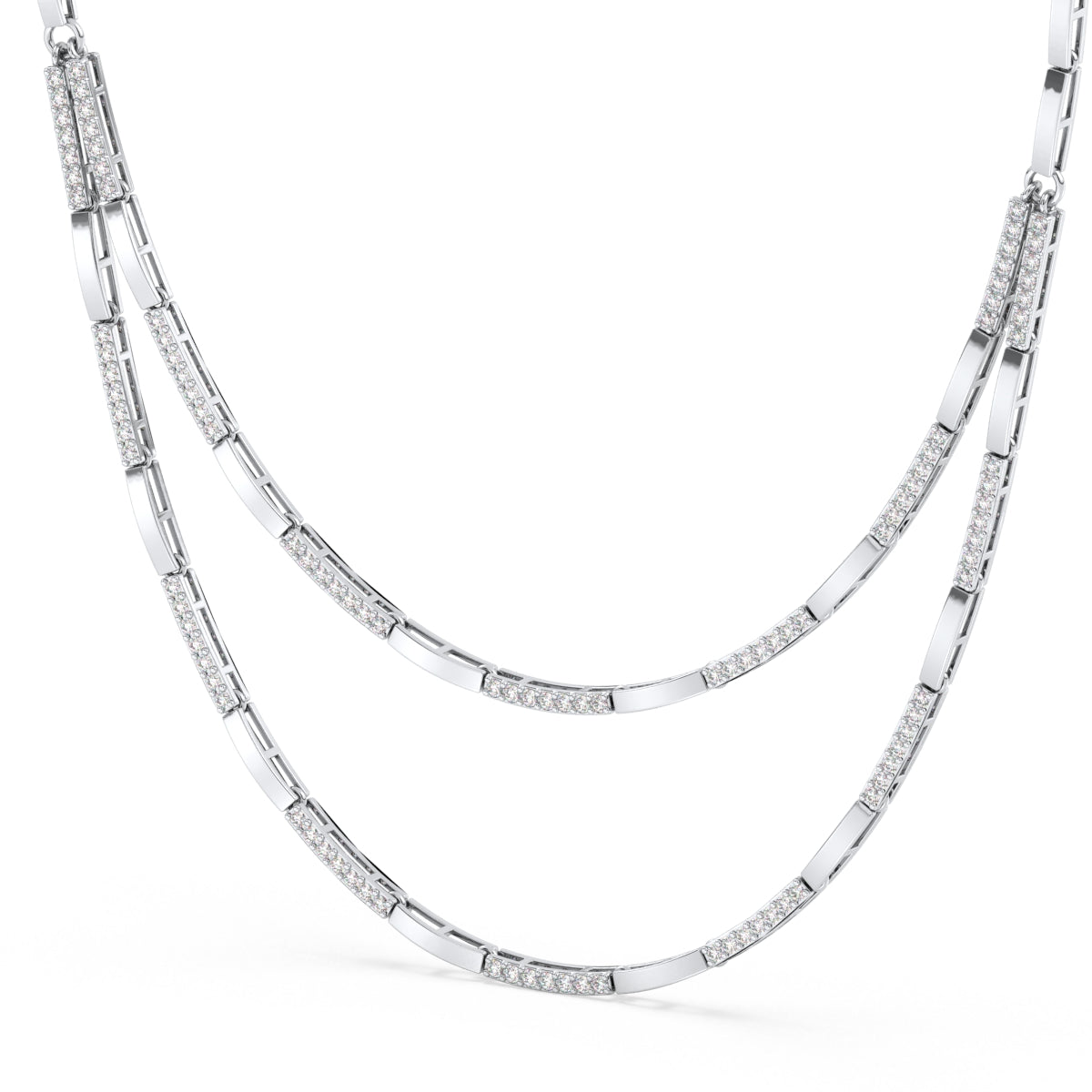 CLARETTE LAYERED ROUND CUT DIAMOND NECKLACE, GOLD