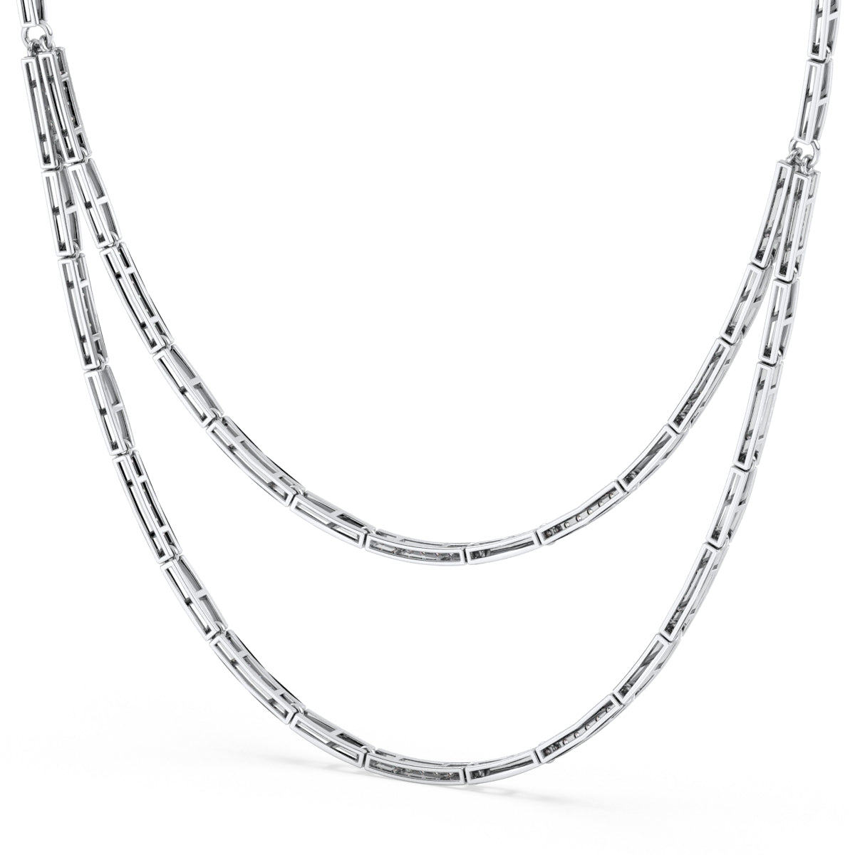 CLARETTE LAYERED ROUND CUT DIAMOND NECKLACE, GOLD