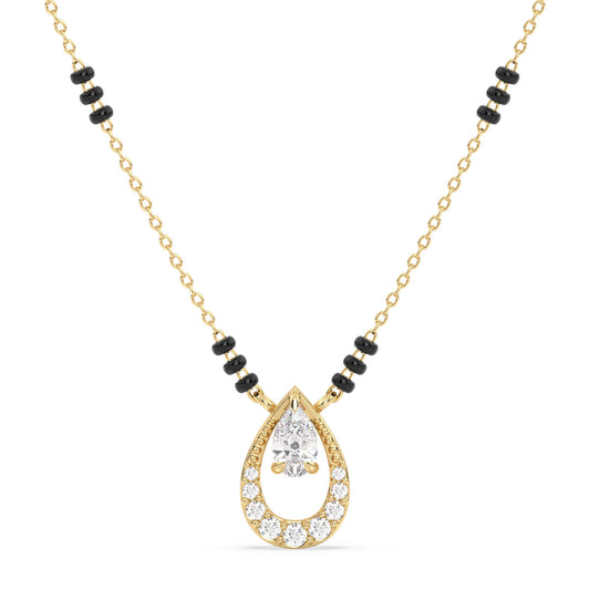 MARGUERITE PEAR AND ROUND CUT DIAMOND MANGALSUTRA, GOLD