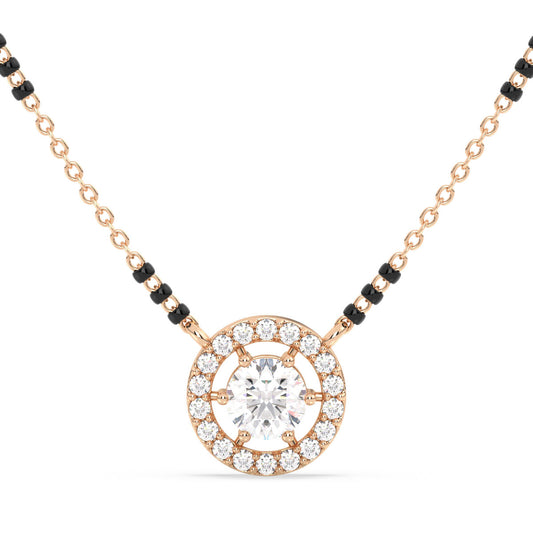 SOPHIA HALO ROUND CUT DIAMOND MANGALSUTRA, GOLD